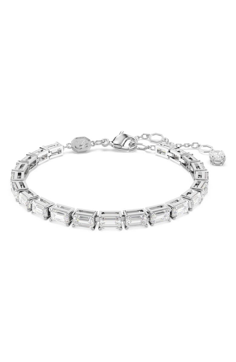 Swarovski Matrix Octagon Crystal Bracelet, Main, color, White Gold