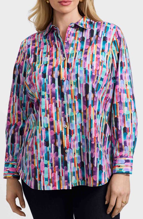 Margie Prism Cotton Button-Up Shirt (Plus)