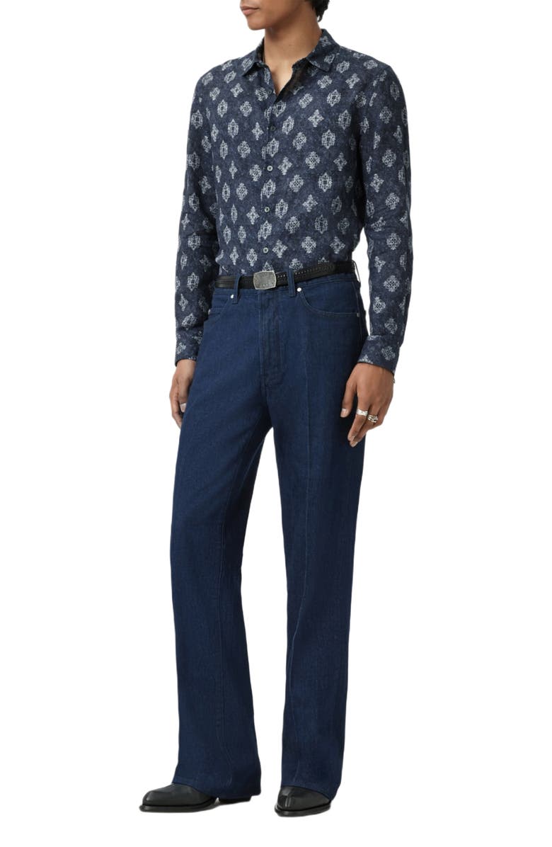 John Varvatos Ross Long Sleeve Linen Button-Up Shirt, Alternate, color, Titanium Blue