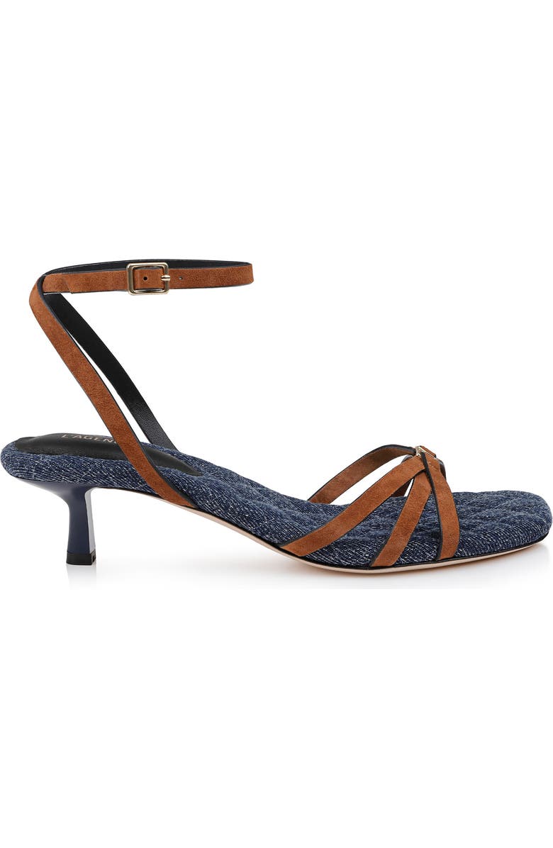 L'AGENCE Genette Ankle Strap Kitten Heel Sandal, Alternate, color, Buckskin Suede