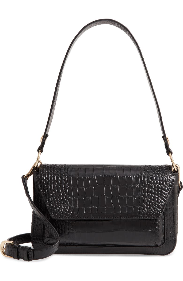 Nordstrom Stella Croc Embossed Leather Shoulder Bag, Main, color,
