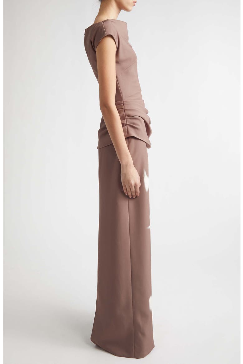 Floral Crepe Boat Neck Gown, Alternate, color, CLAY