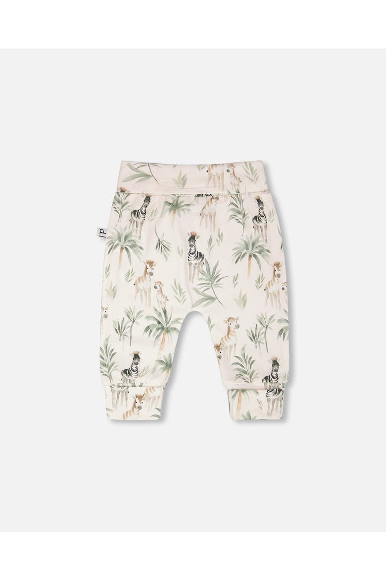 Organic Cotton Jersey Evolutive Zebra Print Pants, Alternate, color, Beige Zebra Print