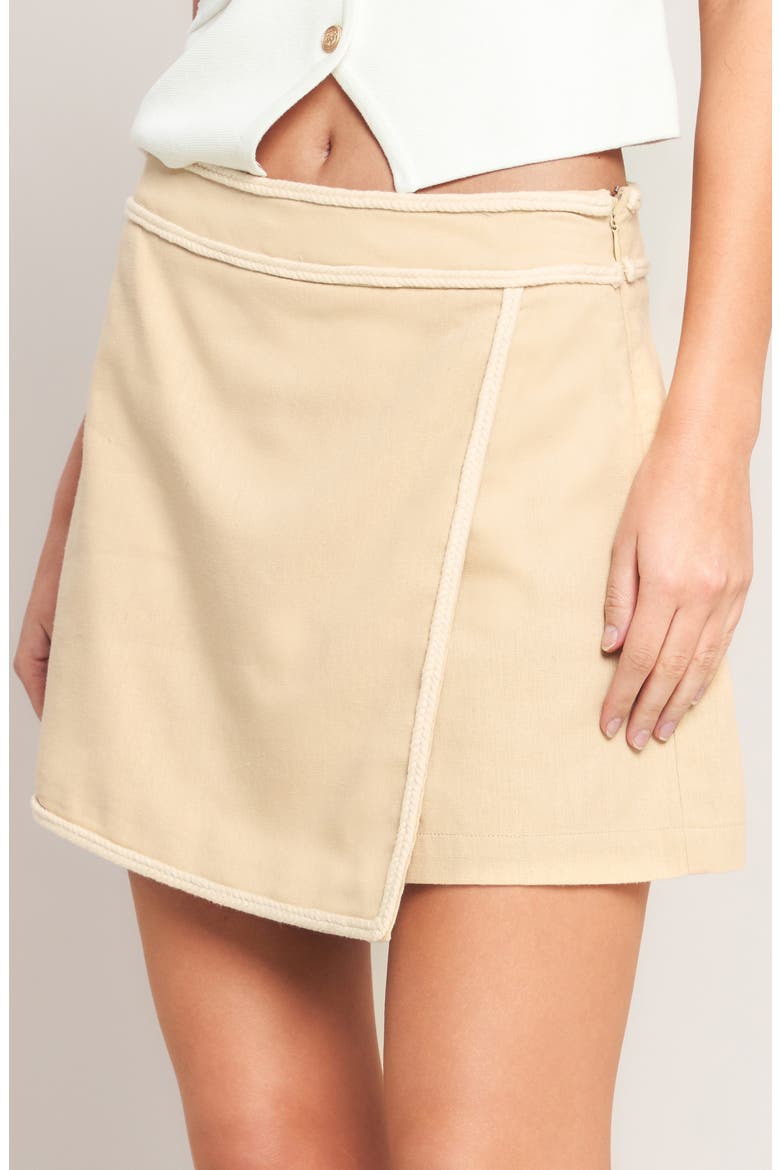 Linen Blend Wrap Skort, Alternate, color, BEIGE