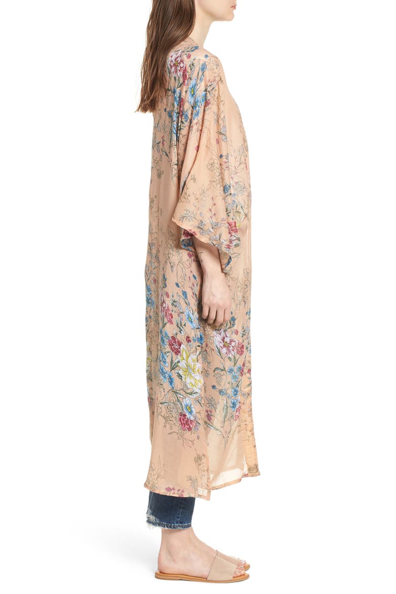 Floral Kimono Duster, Alternate, color, BLUSH
