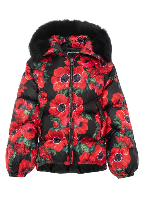 Gorski Apres-ski High-low Jacket With Detachable Lamb Hood Trim In Red