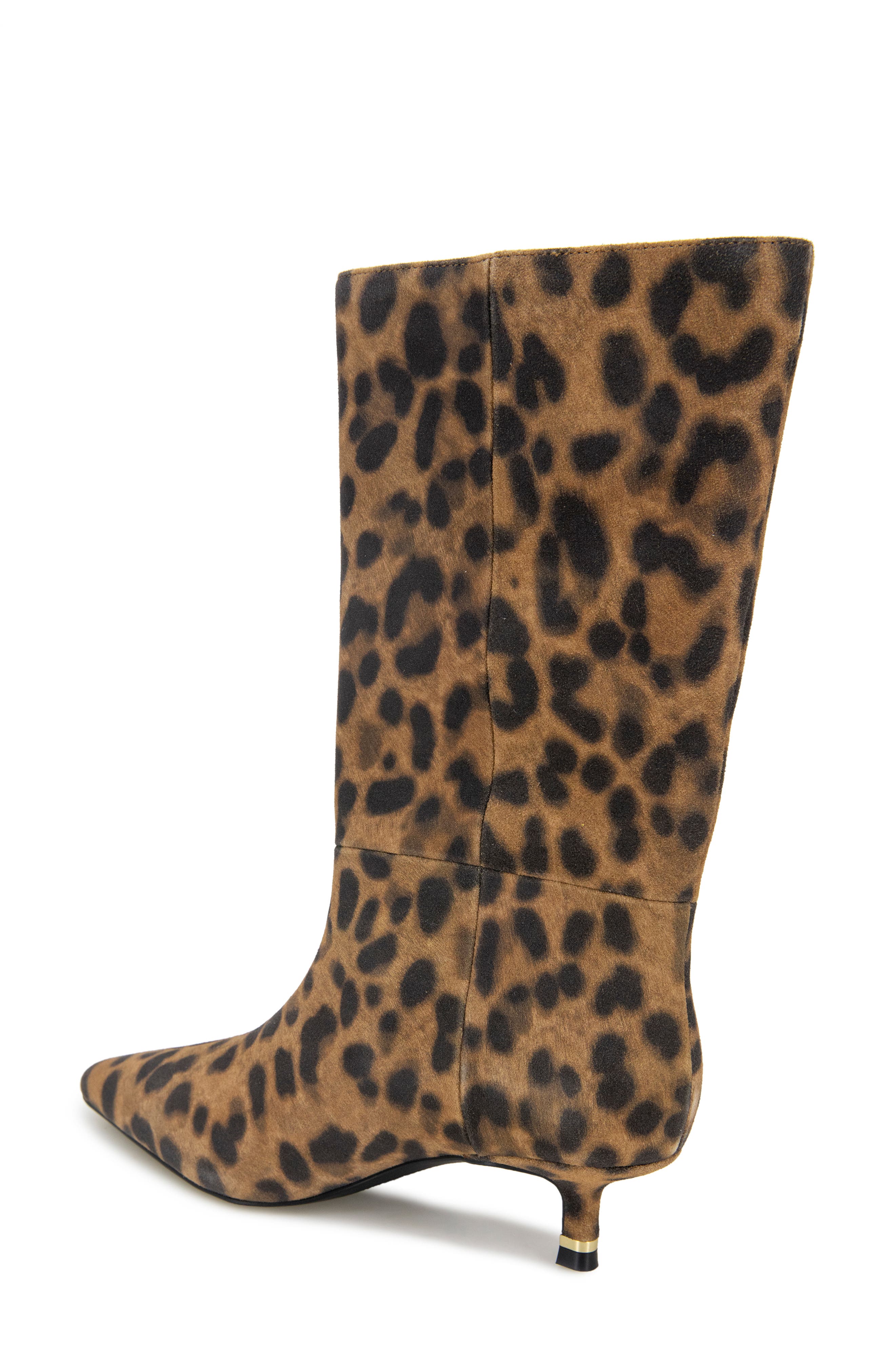 Kenneth Cole Meryl Pointed Toe Boot, Alternate, color, Leopard Suede
