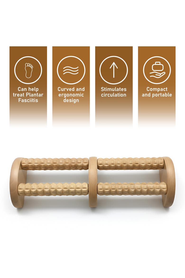 Wooden Foot Massager with Dual Rollers, Alternate, color, Beige