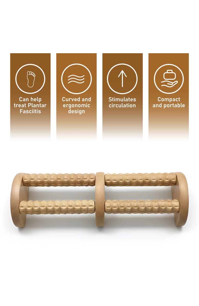 PURSONIC Wooden Foot Massager with Dual Rollers, Alternate, color, Beige