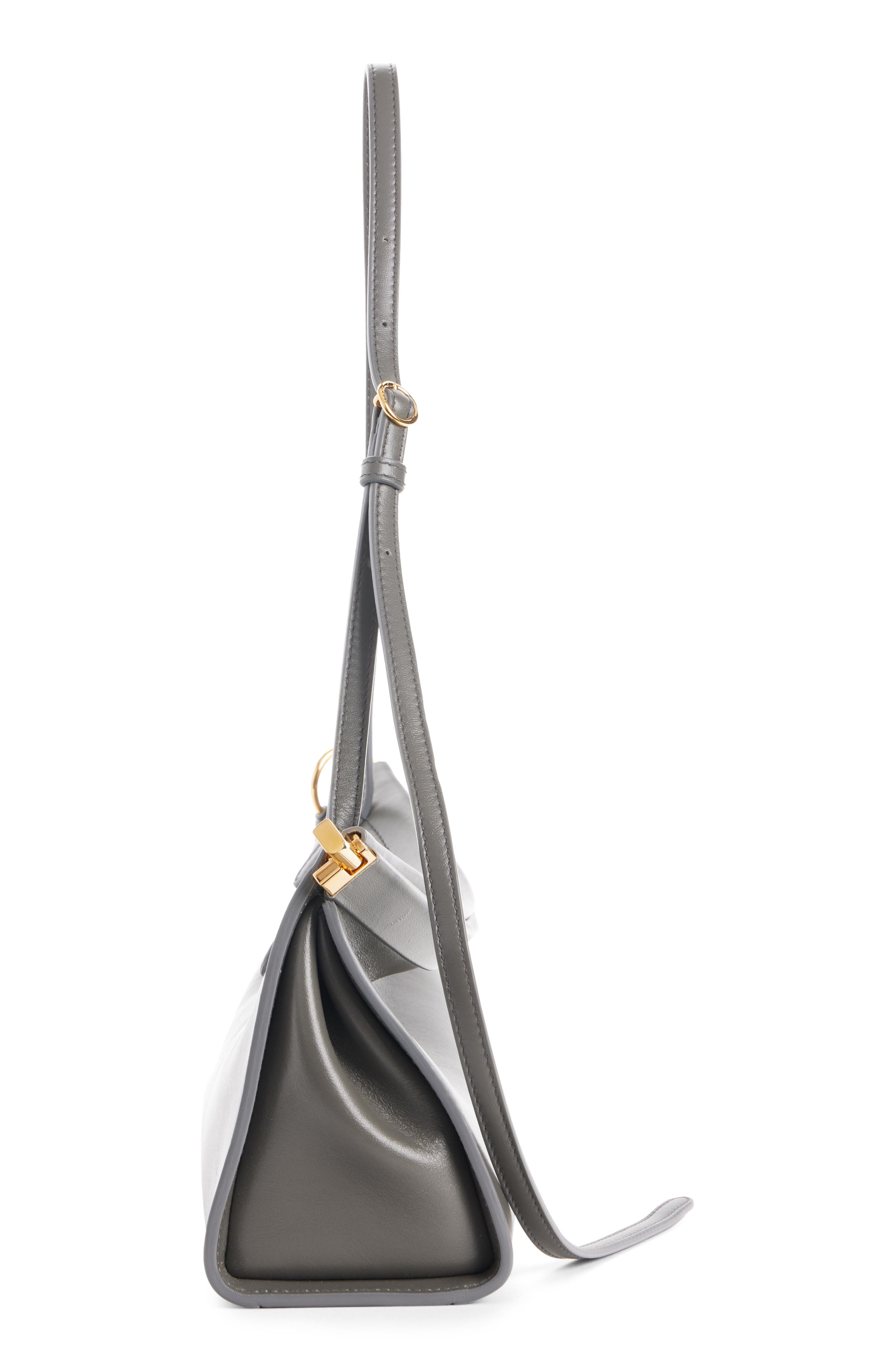 Medium Le Click East/West Leather Shoulder Bag, Alternate, color, ACIER