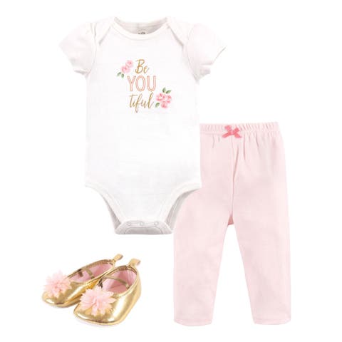 Little One's Cotton Outfit Set Bodysuit, Pants, and Matching Shoes