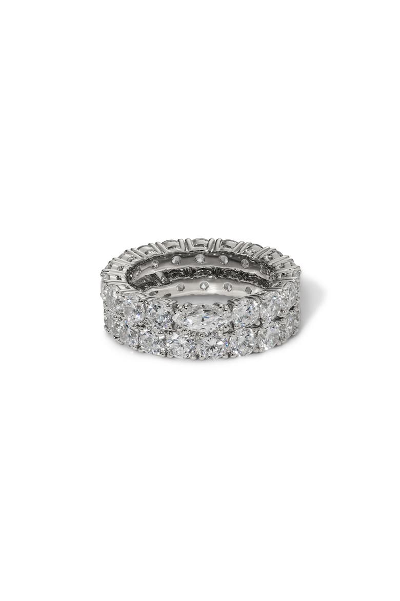 Twinnie Double Ring, Main, color, RHODIUM