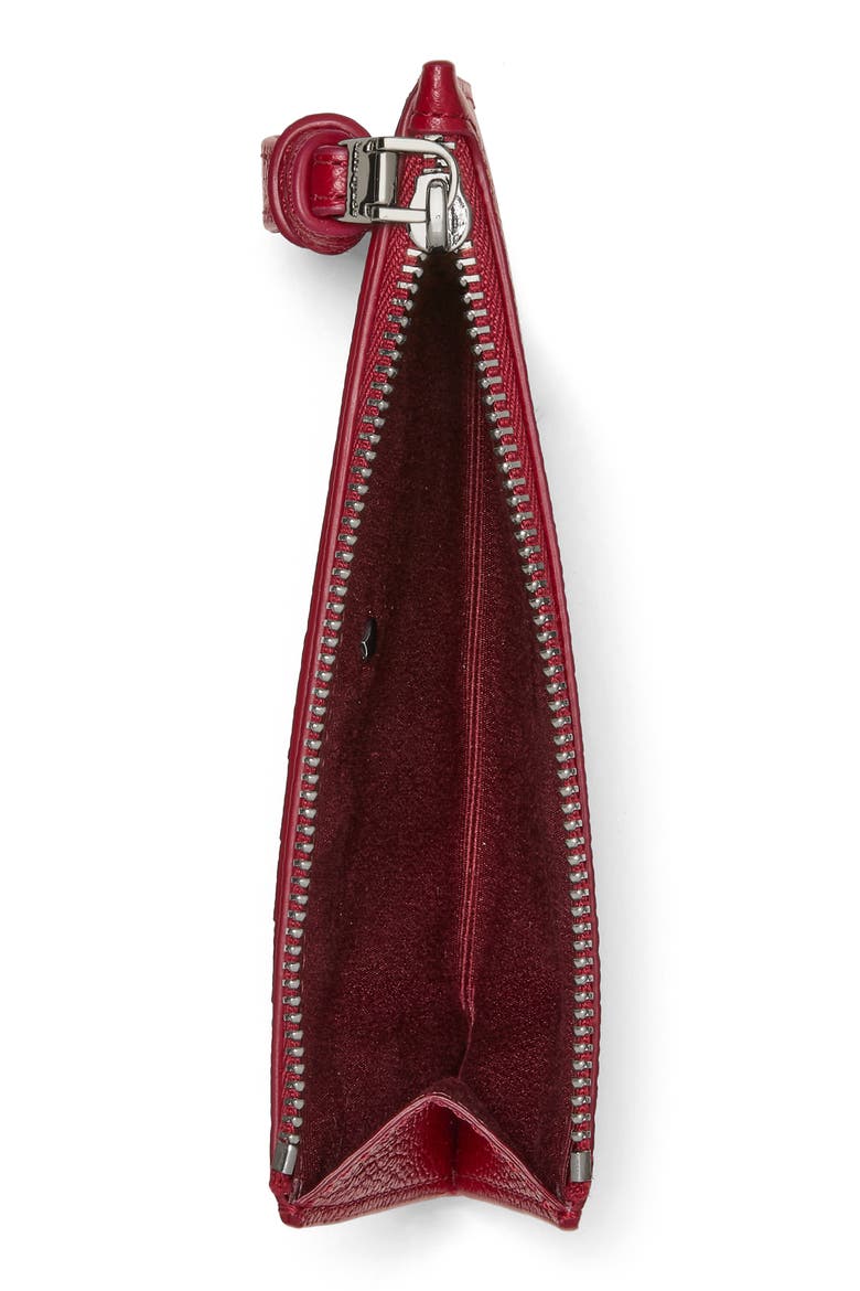 loop pebbled leather card case, Alternate, color, RED JAM