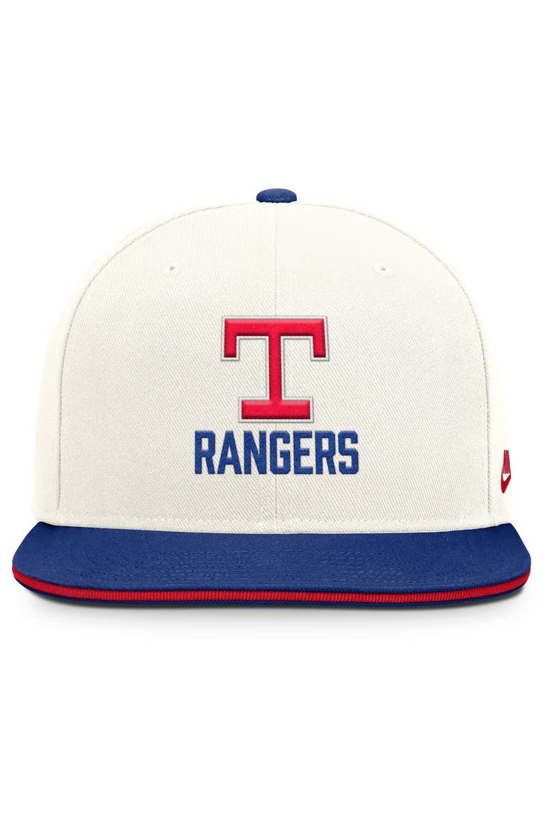Men's Nike Cream/Royal Texas Rangers Cooperstown Pro Dri-FIT Snapback Hat, Alternate, color, Cream