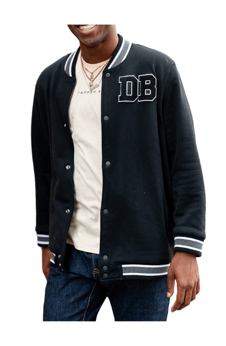 Dapper Boi Limited Edition Dapper Boi Letterman Jacket, Main, color, Black