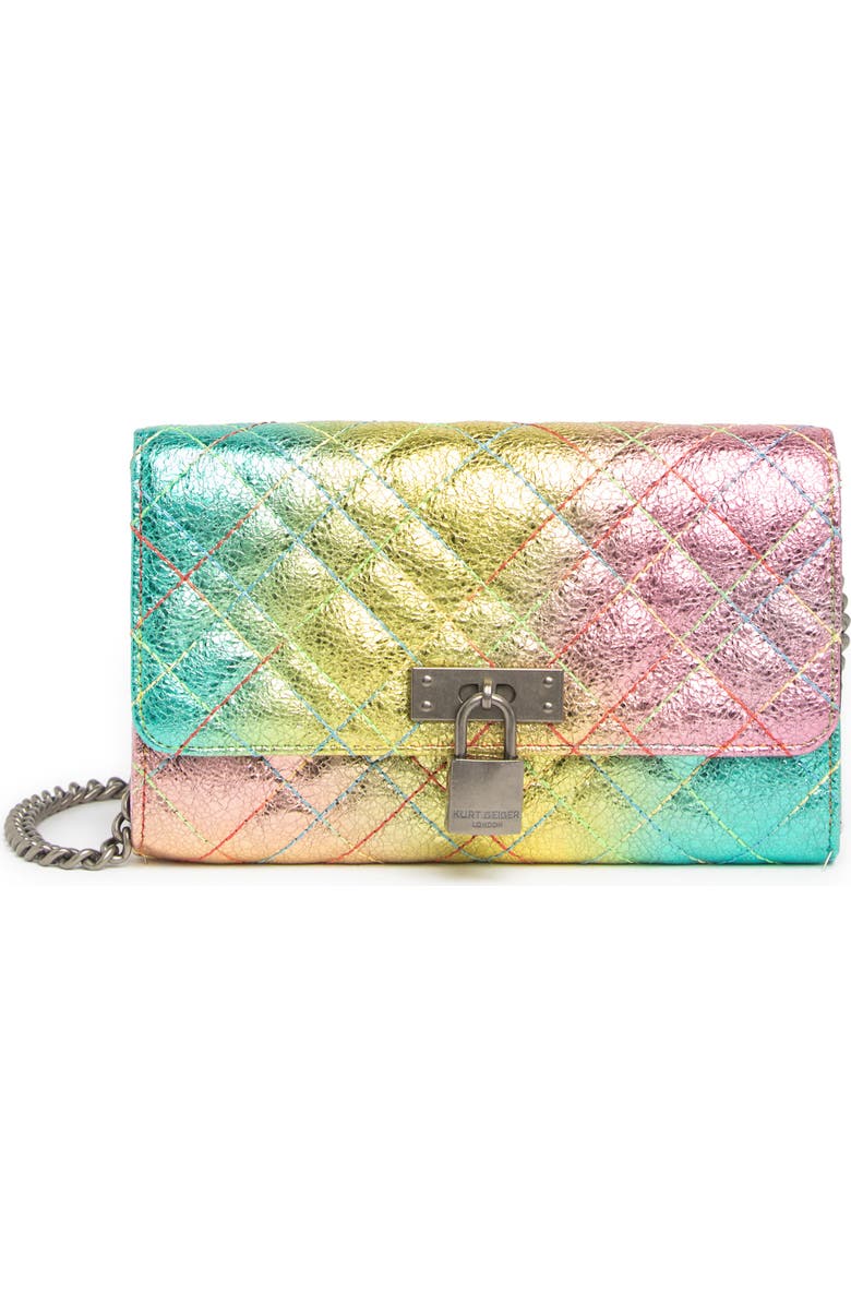 Kurt Geiger London Brixton Metallic Leather Wallet on Chain, Main, color,