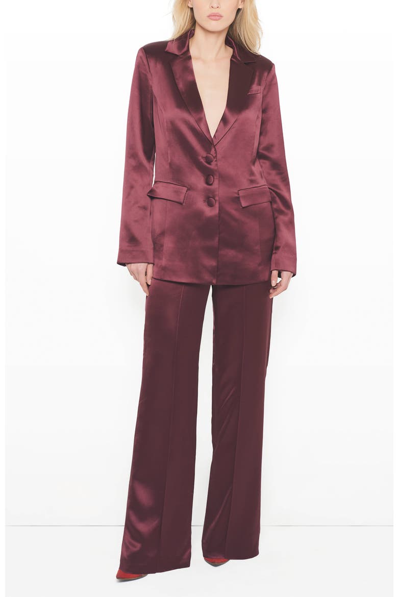 Collins Satin Boyfriend Blazer, Alternate, color, Decadent Wine