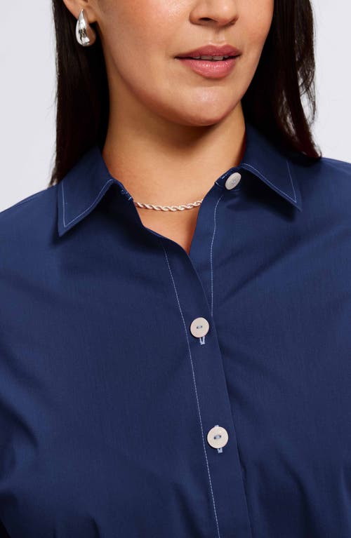 Foxcroft Sanda Cotton Blend Button-up Shirt In Blue