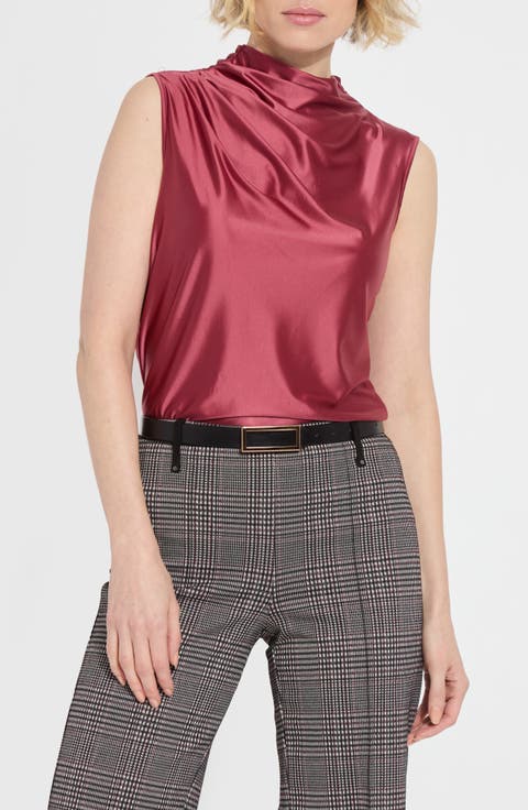 Irina Satin Mock Neck Top