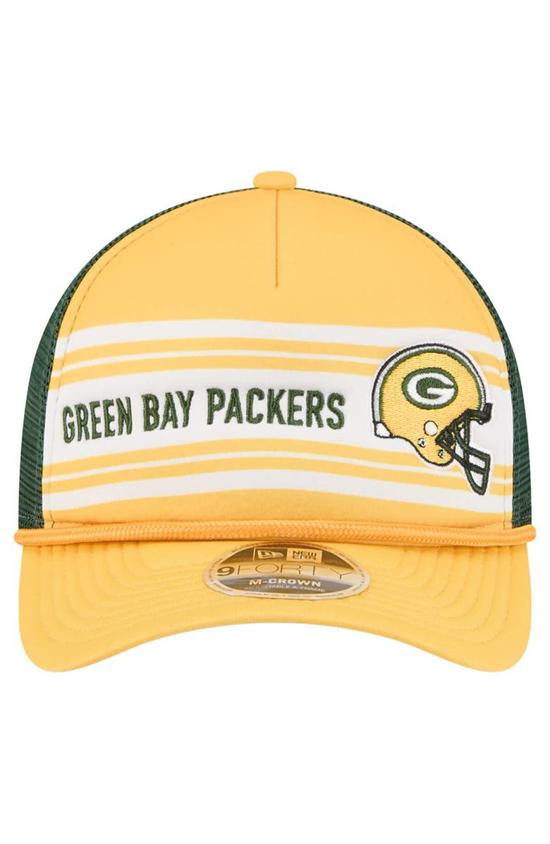 New Era Men's New Era  Gold Green Bay Packers  Linear A-Frame 9FORTY Adjustable Hat, Alternate, color, Gold