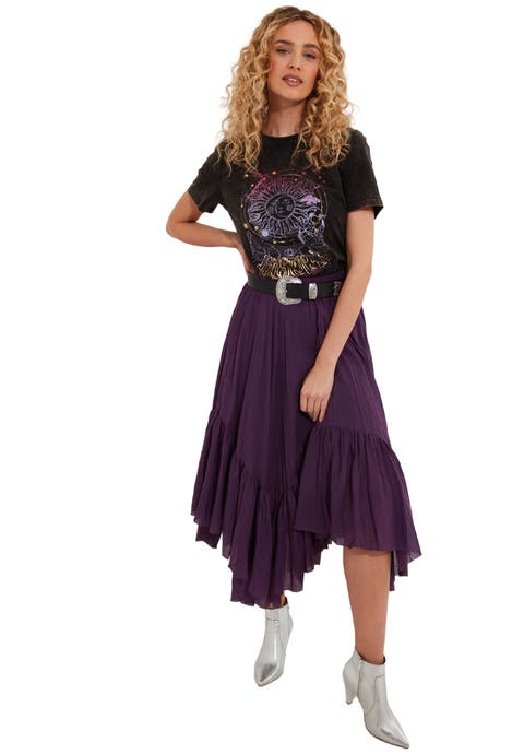 Handkerchief Hem Crinkle Midi Skirt (Plus)