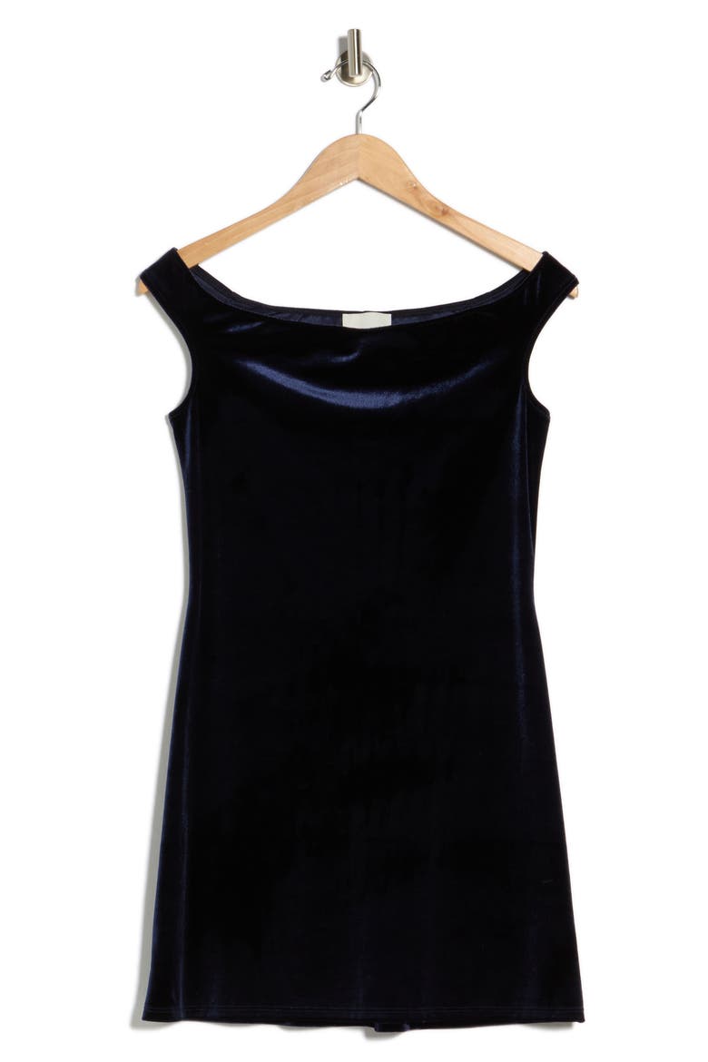 Lia Off the Shoulder Velour Minidress, Alternate, color, NAVY