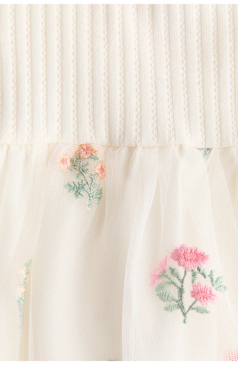 H&M Embroidered Tulle-skirt Dress, Alternate, color, White/Floral