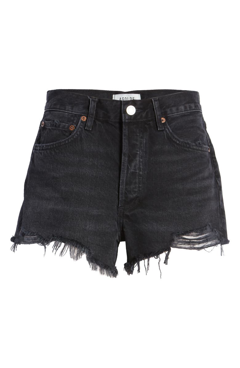 AGOLDE Parker Distressed High Waist Cutoff Denim Shorts, Alternate, color, Curse