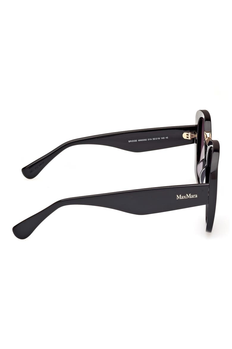 55mm Round Sunglasses, Alternate, color, SHINY BLACK / SMOKE
