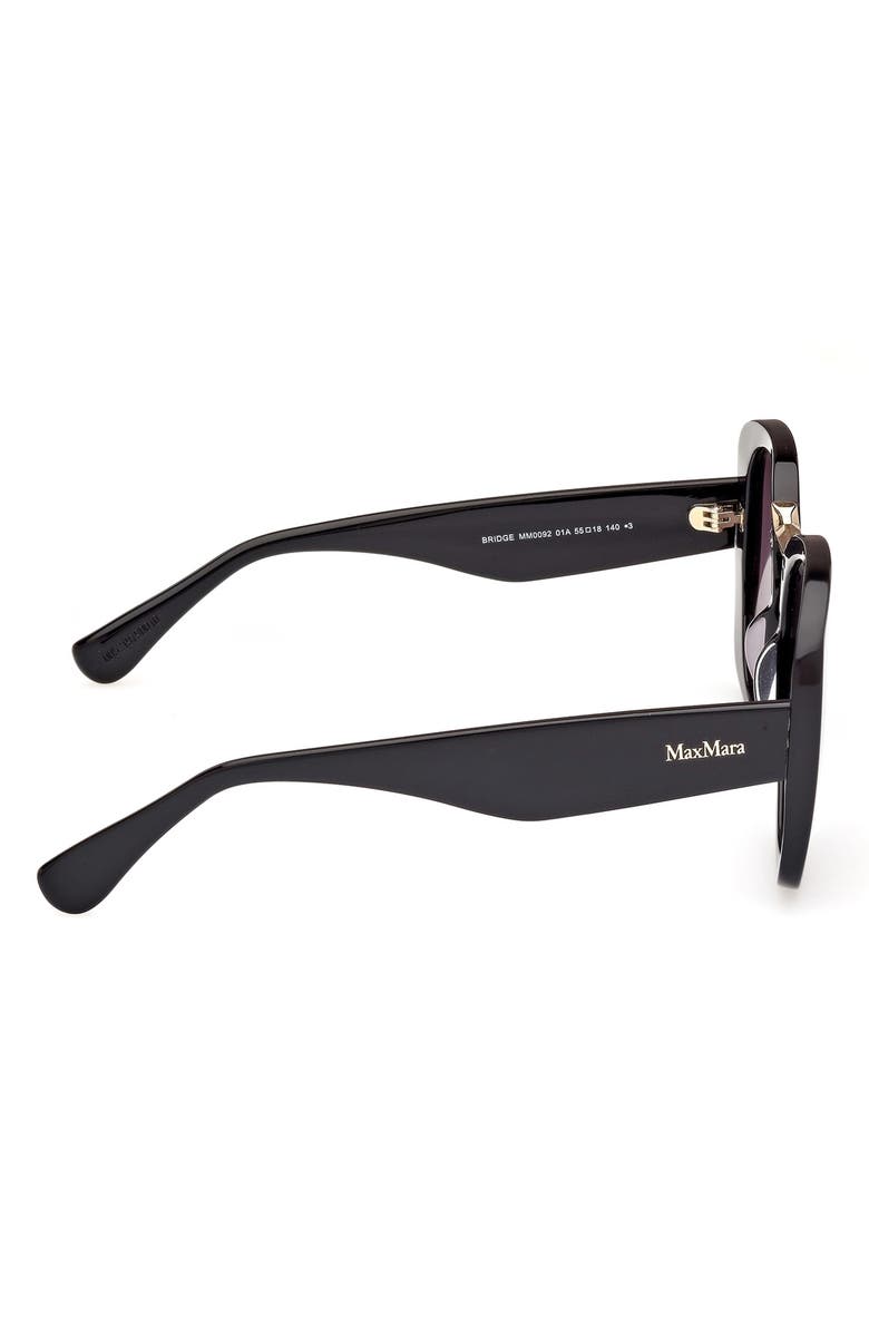 Max Mara 55mm Round Sunglasses, Alternate, color, Shiny Black / Smoke