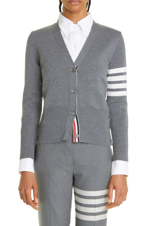 Thom Browne 4-bar Merino Wool Cardigan In Gray