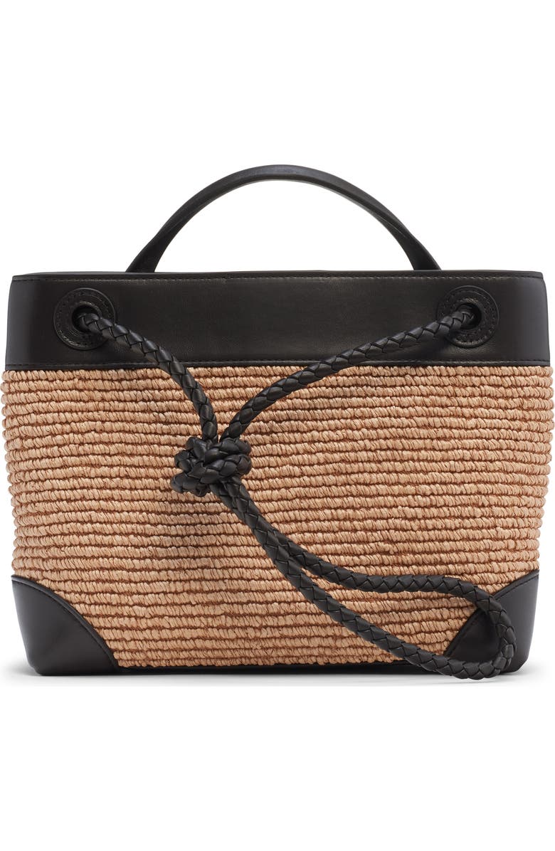 Bottega Veneta Small Andiamo Raffia & Leather Shoulder Bag, Alternate, color, Natural/ Espresso