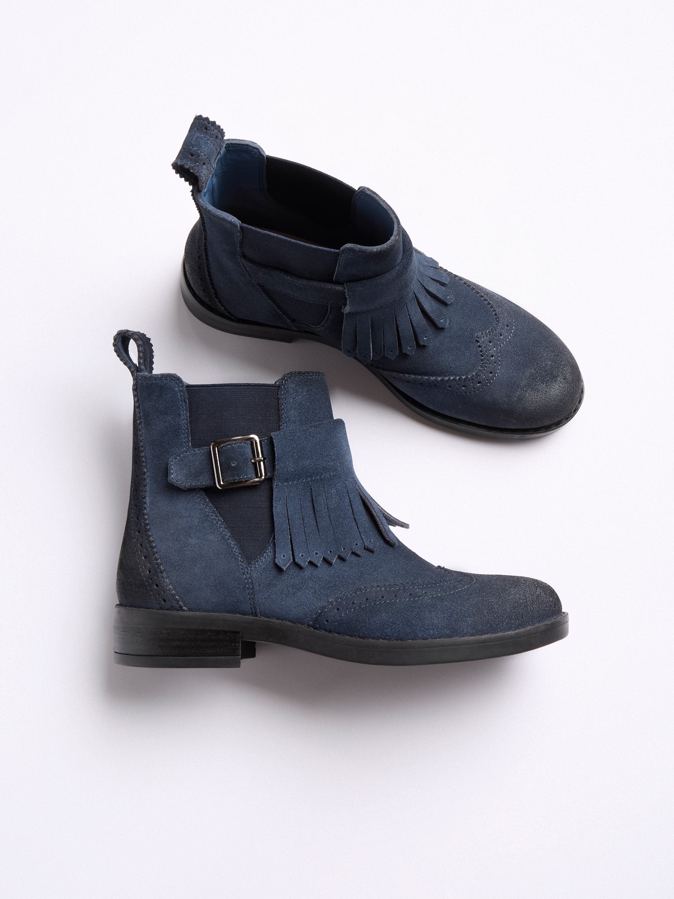 Celtic & Co. Brogue Strap Chelsea Boot, Alternate, color, Navy