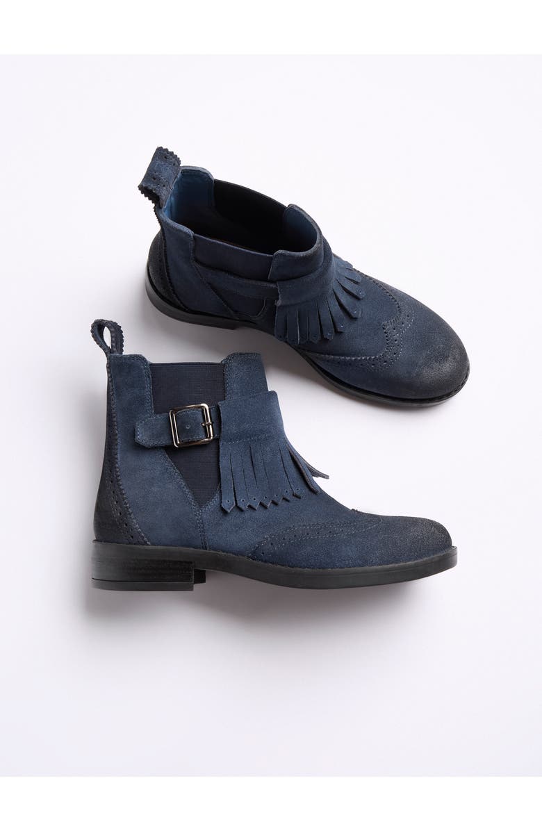 Celtic & Co. Brogue Strap Chelsea Boot, Alternate, color, Navy