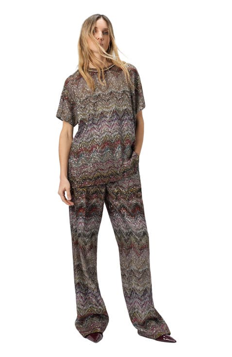 Short Sleeve T-shirt With Zigzag And Sequins