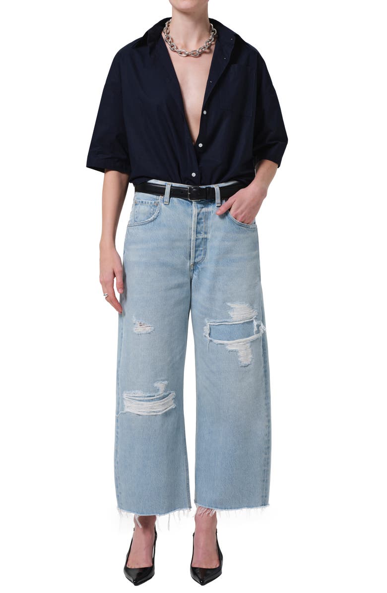 Citizens of Humanity Ayla Ripped High Waist Crop Baggy Wide Leg Jeans, Alternate, color, 