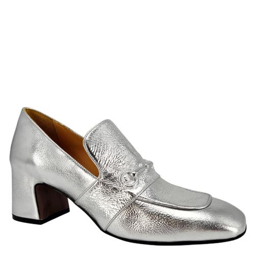 Madison Maison Hidden Horse Bit Heel Loafer In Silver