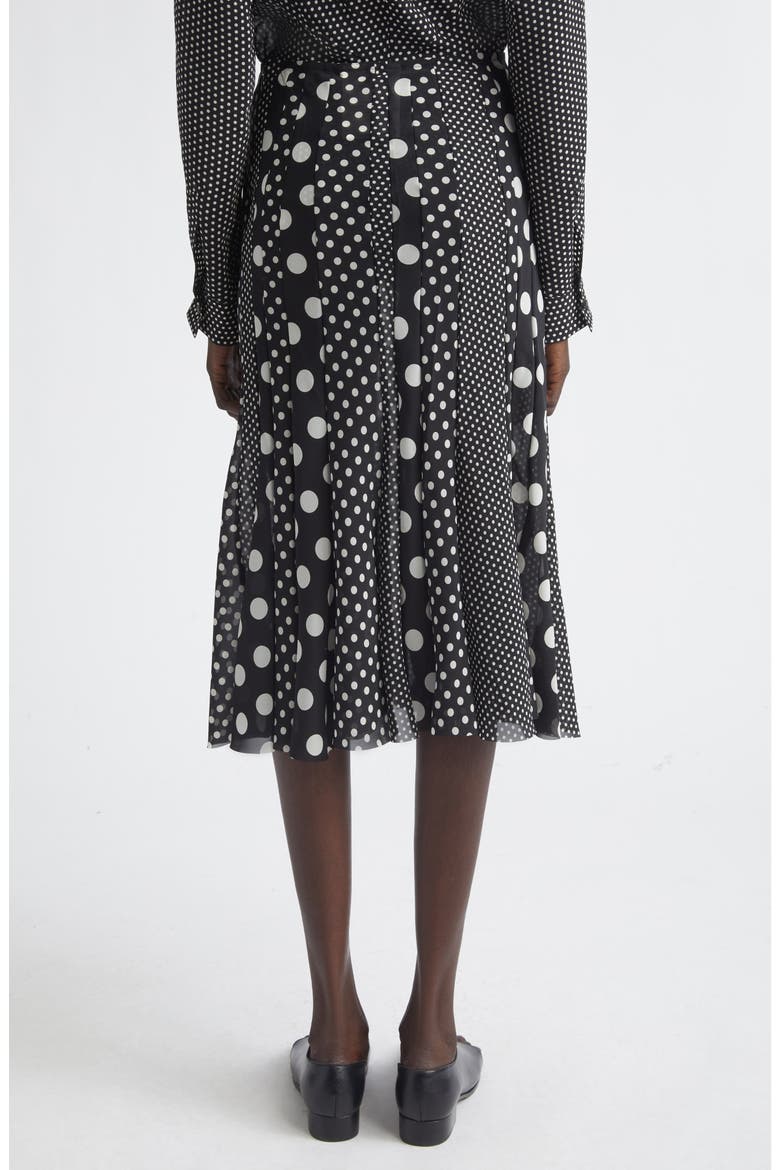 Polka Dot Georgette Midi Skirt, Alternate, color, BLACK/ WHITE