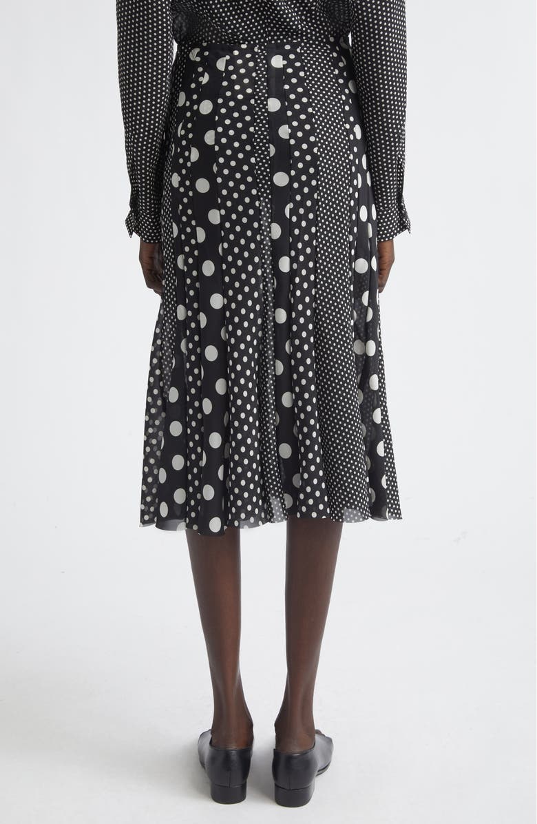 Junya Watanabe Polka Dot Georgette Midi Skirt, Alternate, color, Black/ White
