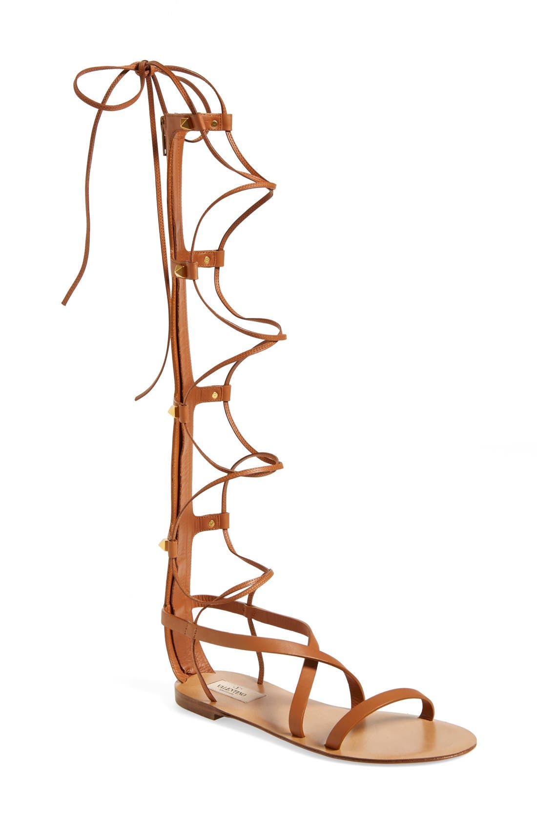'Rockstud' Tall Gladiator Sandal, Main, color, LIGHT CUIR