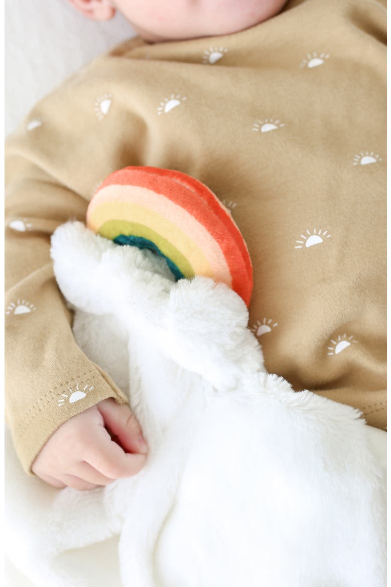 Little Rainbow Lovey & Soother Blanket, Alternate, color, WHITE