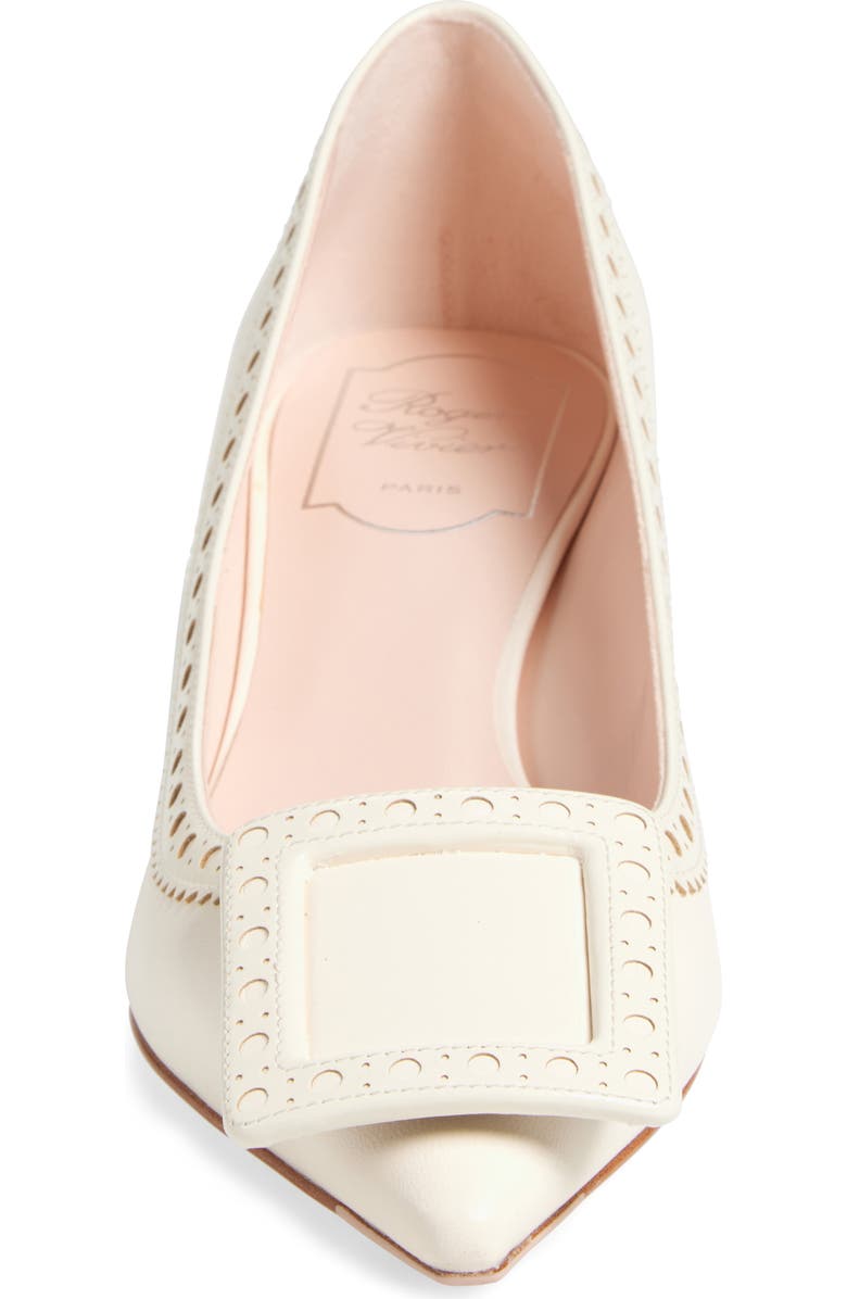 Roger Vivier Viv in the City Pointed Toe Kitten Heel Pump, Alternate, color, Cire