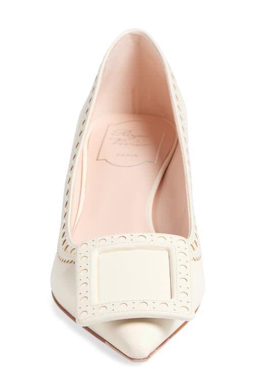 Roger Vivier Cire White Lamb Leather Viv In The City Perforated 45 Decollete Pumps In Cire