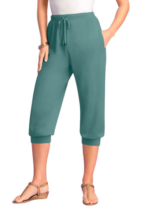 Plus Size Soft Knit Capri Pant With Drawstring Waist (Plus)
