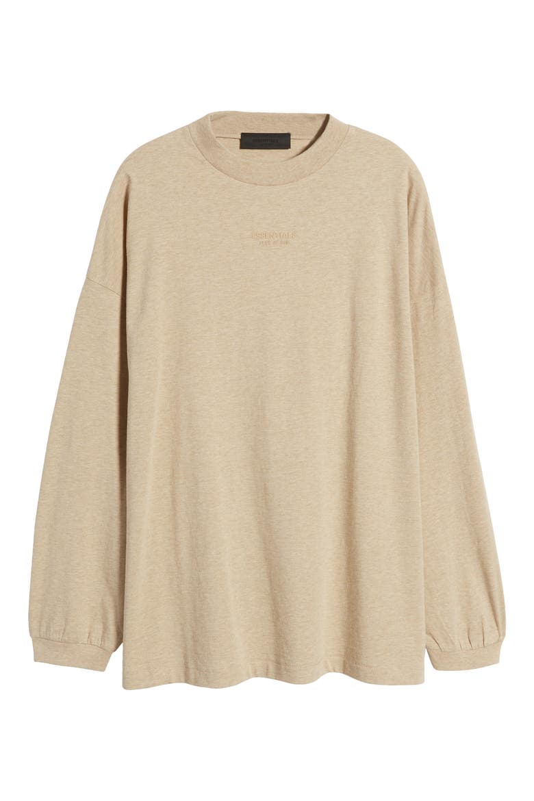 Essentials Long Sleeve Cotton T-Shirt, Alternate, color, GOLD HEATHER