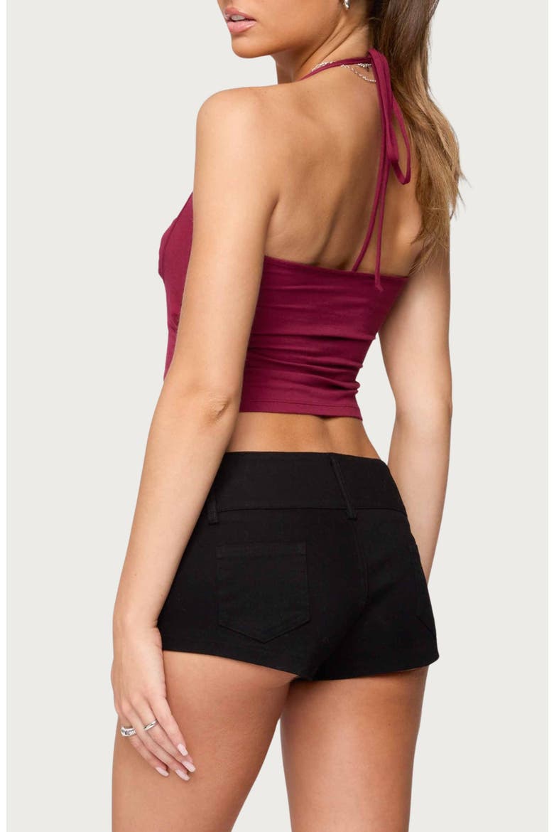 Ayana Layered Stretch Cotton Halter Top, Alternate, color, BURGUNDY