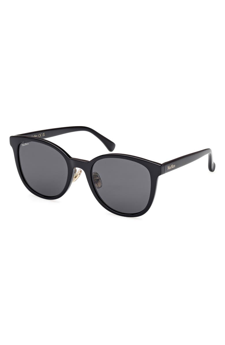 Max Mara 55mm Round Sunglasses, Alternate, color, Shiny Black / Smoke