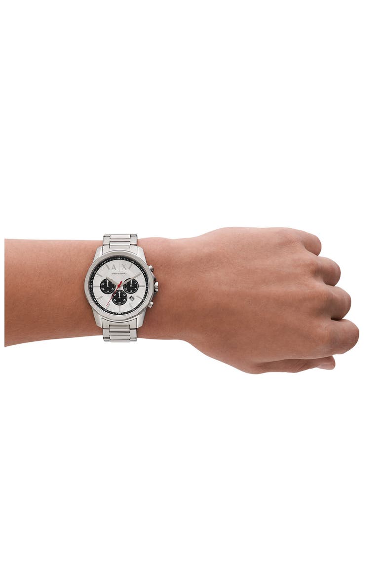 Bracelet Strap Chronograph Watch, 44mm, Alternate, color, SILVER