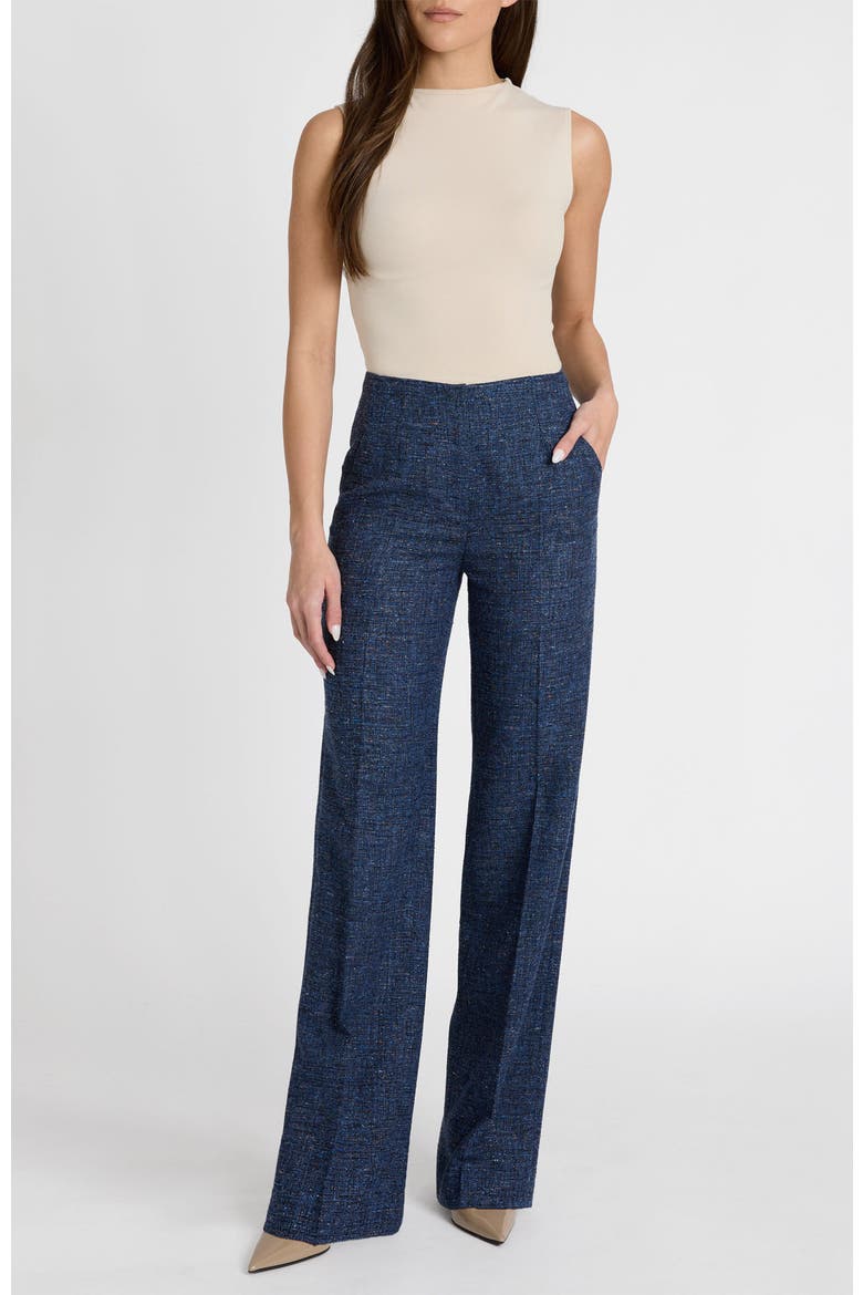 Della Straight Leg Pants in Modern Donegal Fabric, Alternate, color, MIDNIGHT