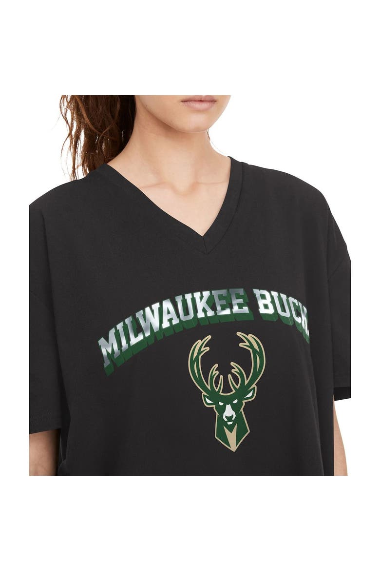 Women's Tommy Jeans Black Milwaukee Bucks Ashley V-Neck T-Shirt, Alternate, color, Black